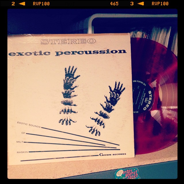 Vinyl record of Exotic Percussion, Exotic Sounds of Milt Raskin.