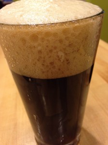 Coffee & Donut Stout in a glass